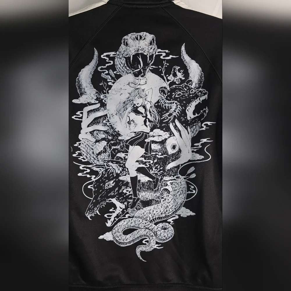 Bad Habit Omocat Black Track Jacket Screen Printed Size Medium CJ-2644 - Picture 8 of 11